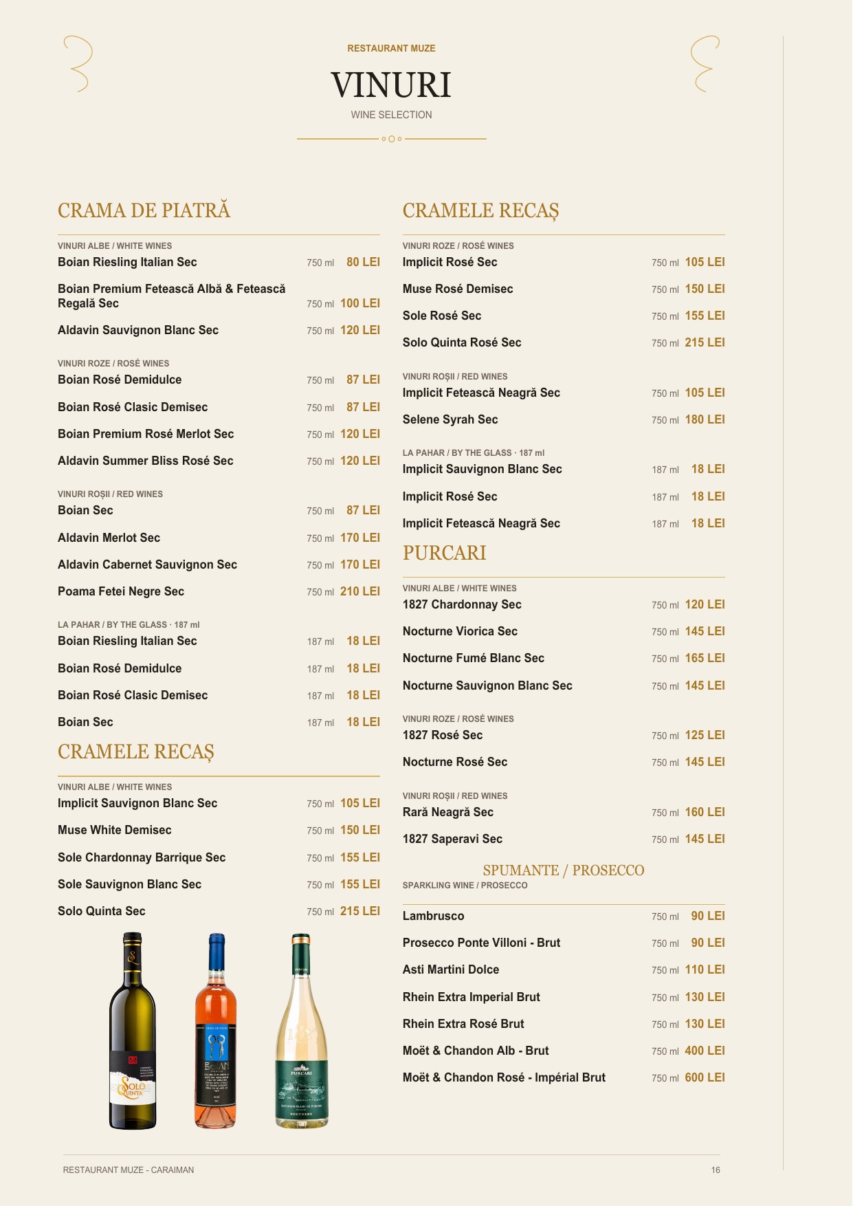 Pagina 15 din meniul Restaurantului MUZE